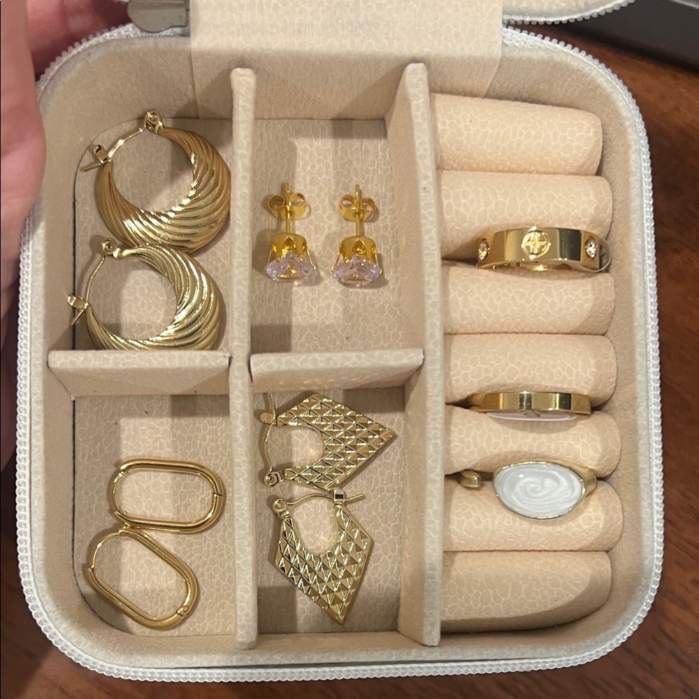 Elegant Gold Plated Stainless Steel Jewelry‎ Basics Travel Jewelry Box Checkered